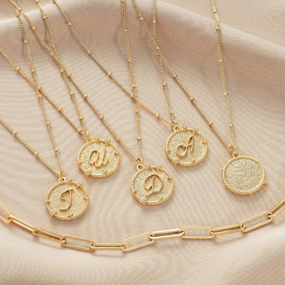Adjustable Gold Layered Initial Necklace With Spa… - image 5